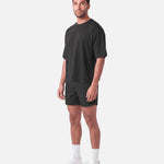 Boxy Tee Black - three-quarter view - Blanklines
