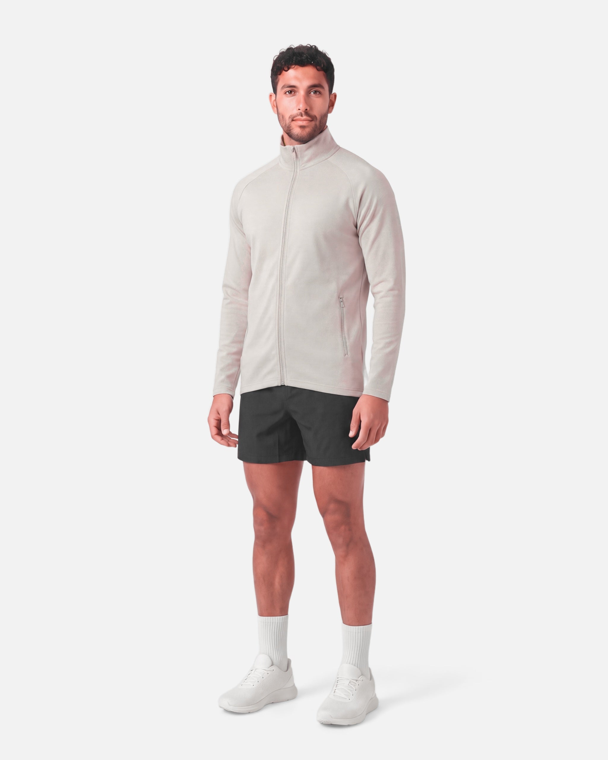 Mens Endurance Full Zip Jacket White Sand - three-quarter view - Blanklines