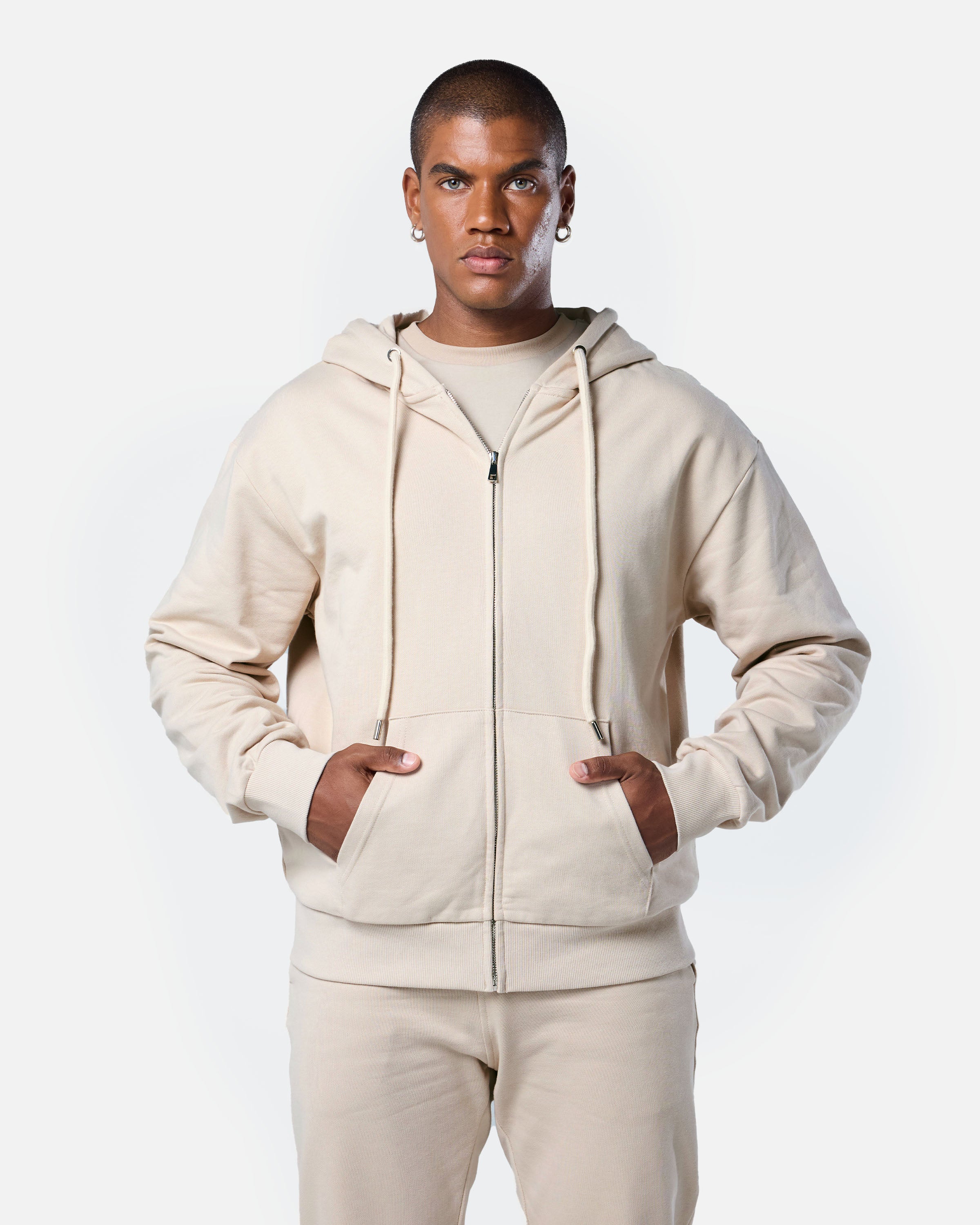 Mens Reset Oversized Zip Hoodie Oatmeal