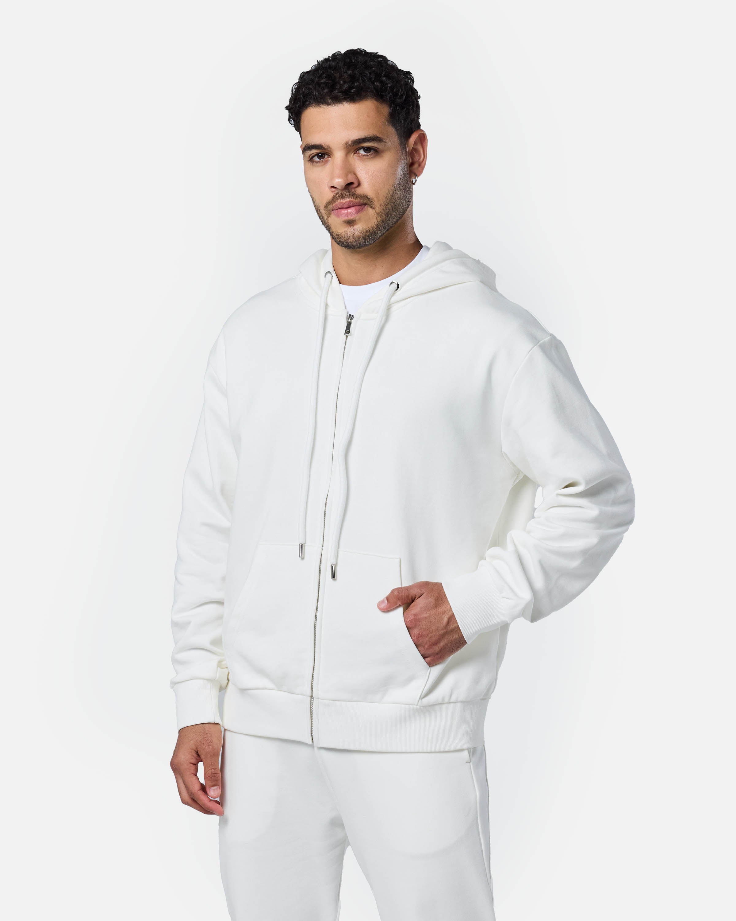 Mens Reset Oversized Zip Hoodie Off-White