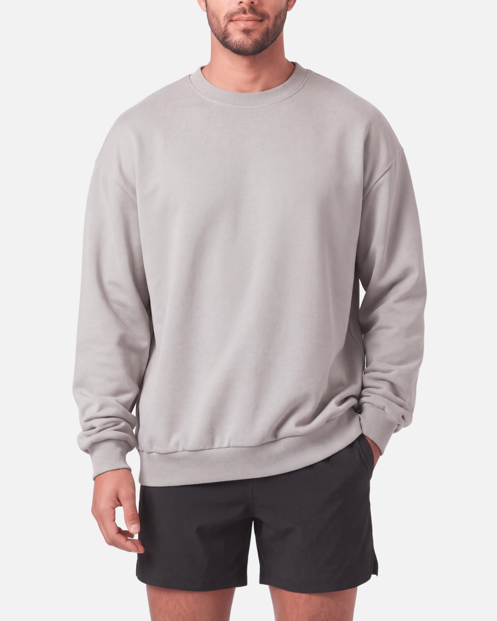 Heritage Crewneck Pullover Light Grey - front view - Blanklines