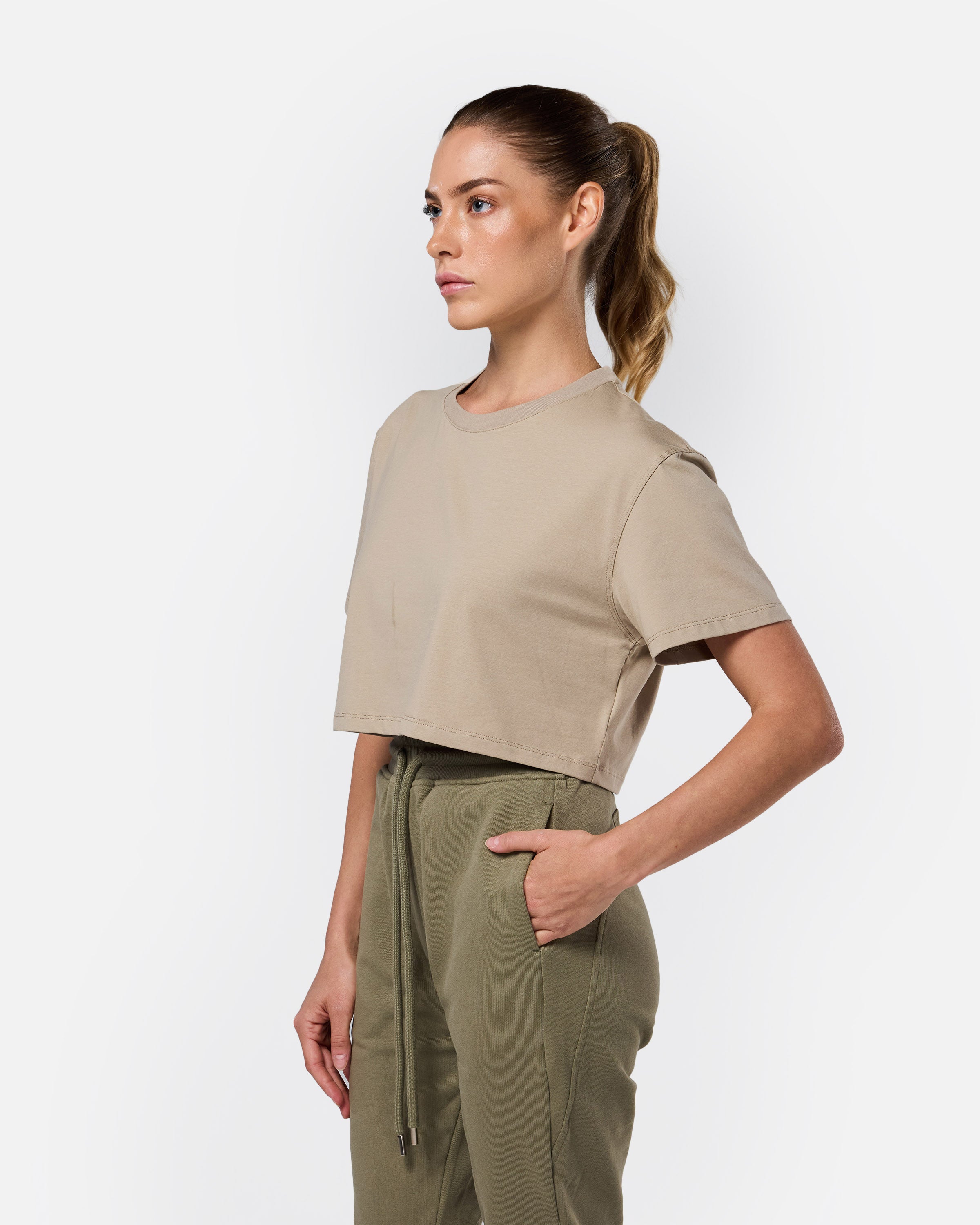 Self Love Cropped Tee Soft Khaki