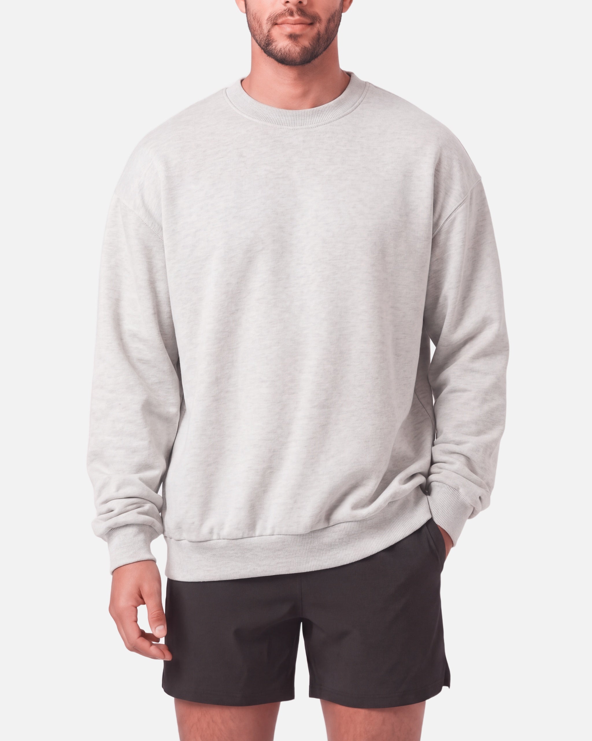Heritage Crewneck Pullover Grey Marl - front view - Blanklines