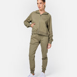 Epic Cropped Zip Hoodie Khaki