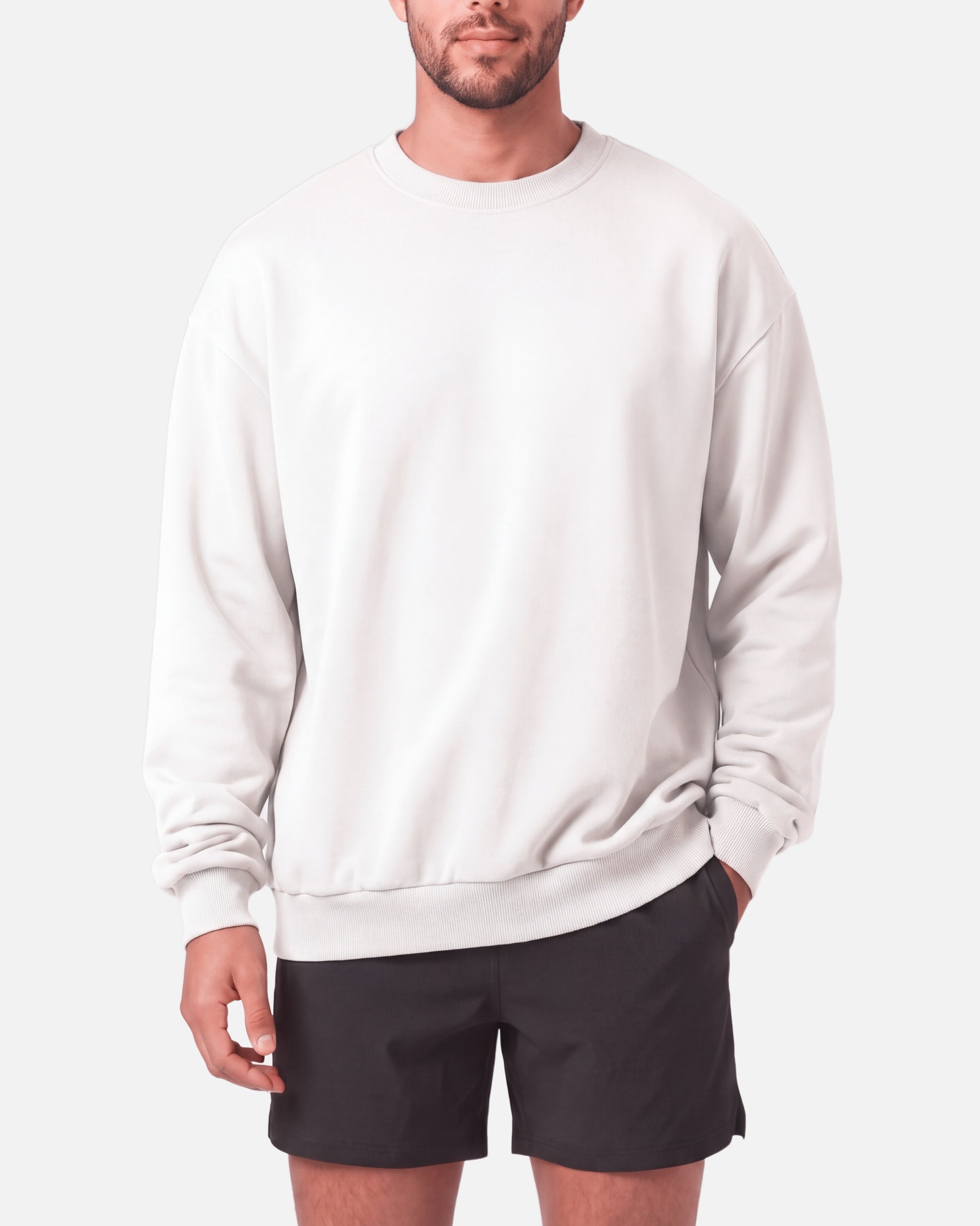 Heritage Crewneck Pullover White - front view - Blanklines