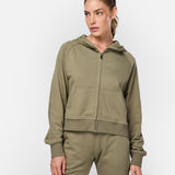Epic Cropped Zip Hoodie Khaki