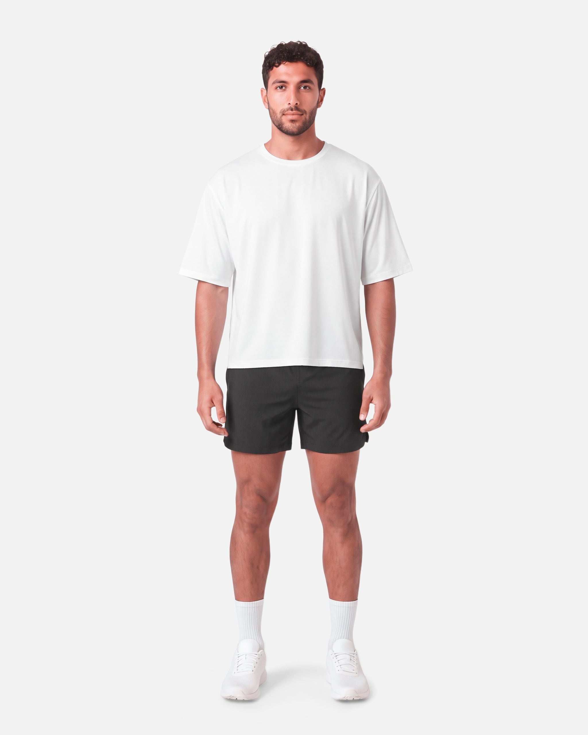 Boxy Tee White - full length front view - Blanklines