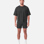 Boxy Tee Black - full length front view - Blanklines