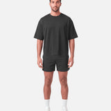Boxy Tee Black - full length front view - Blanklines