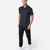 Mens Elemental Button Up Performance Polo Black