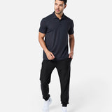 Mens Elemental Button Up Performance Polo Black