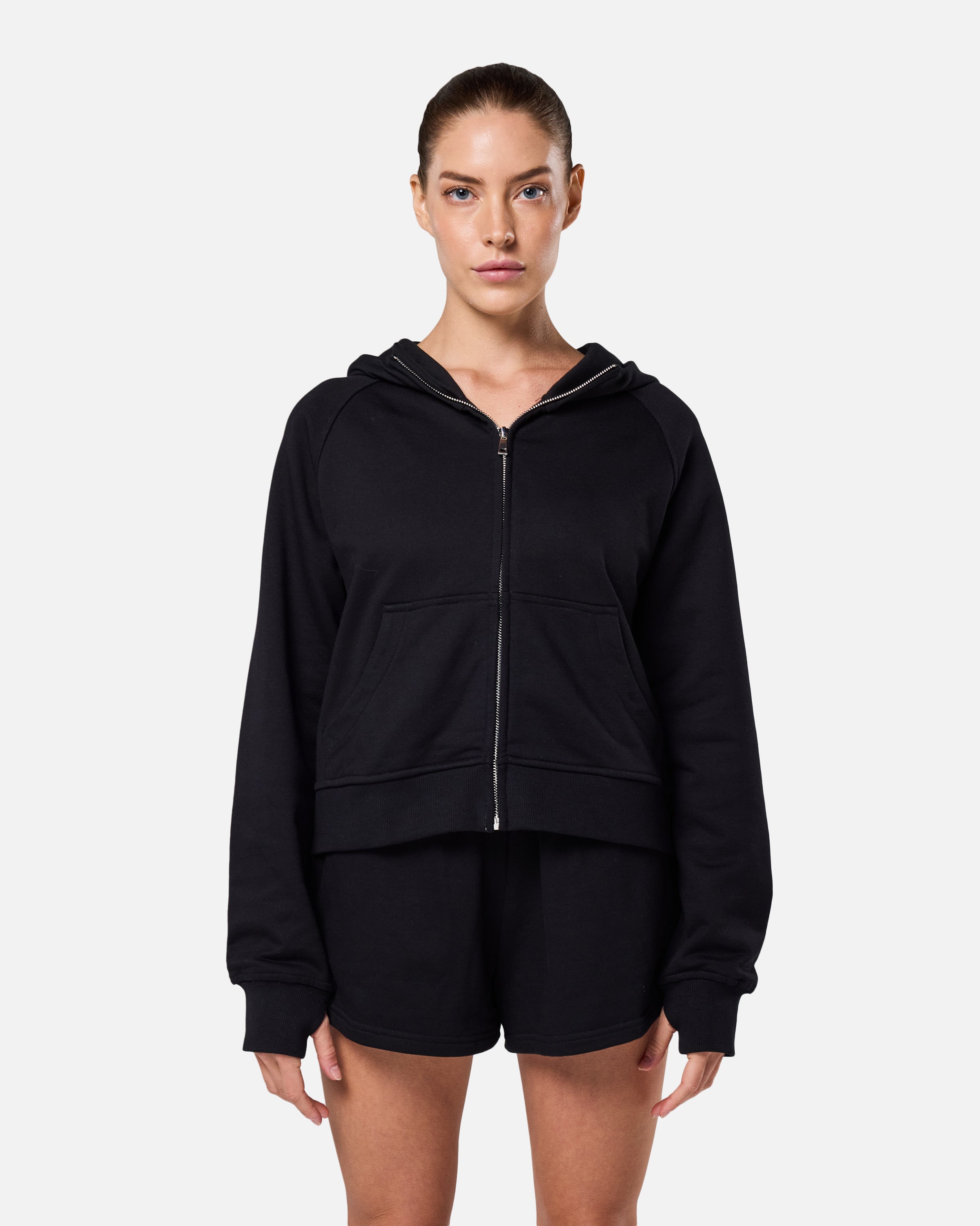Epic Cropped Zip Hoodie Black