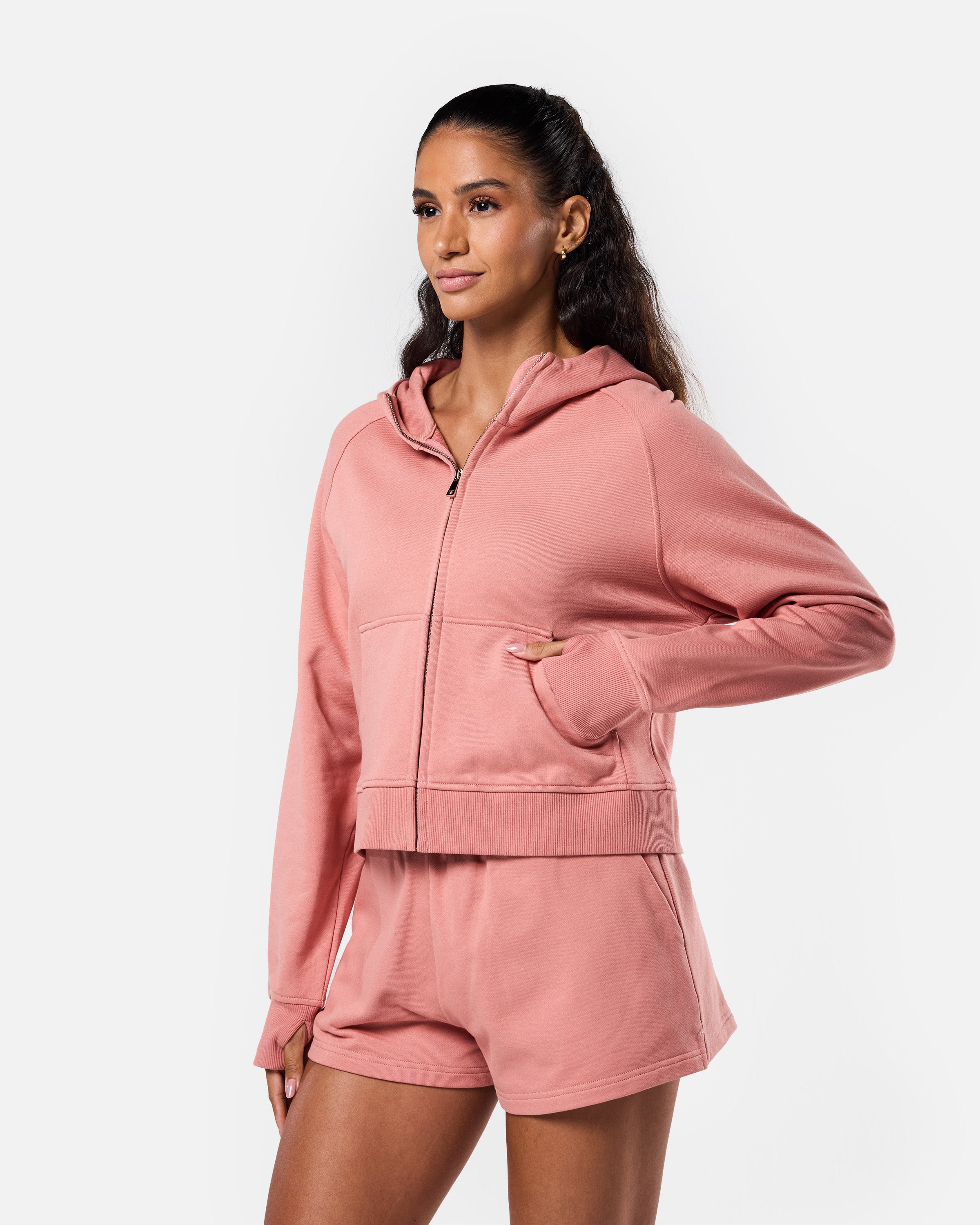 Epic Cropped Zip Hoodie Clay