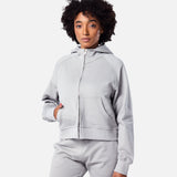 Epic Cropped Zip Hoodie Light Grey