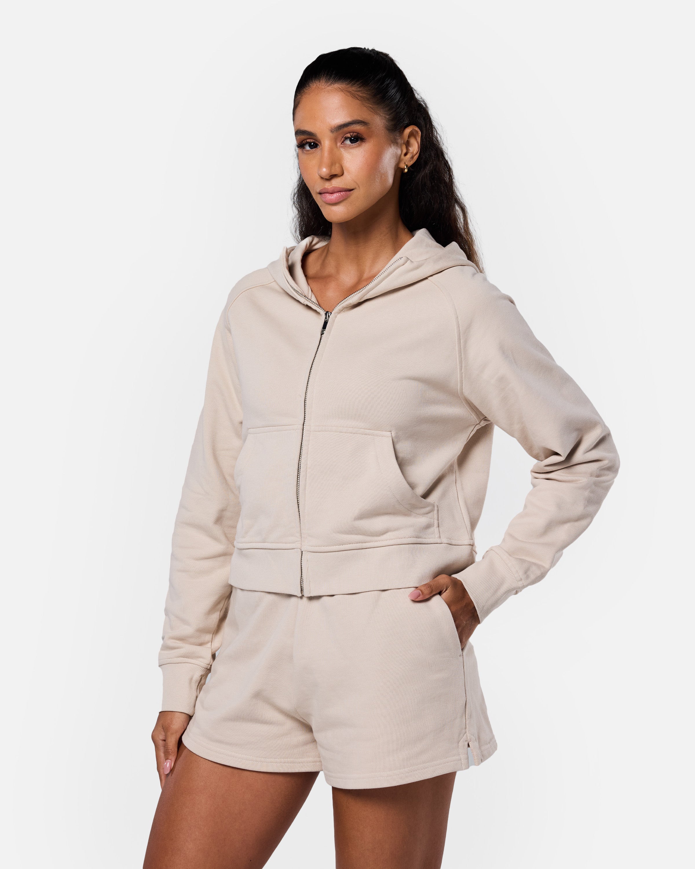 Epic Cropped Zip Hoodie Oatmeal