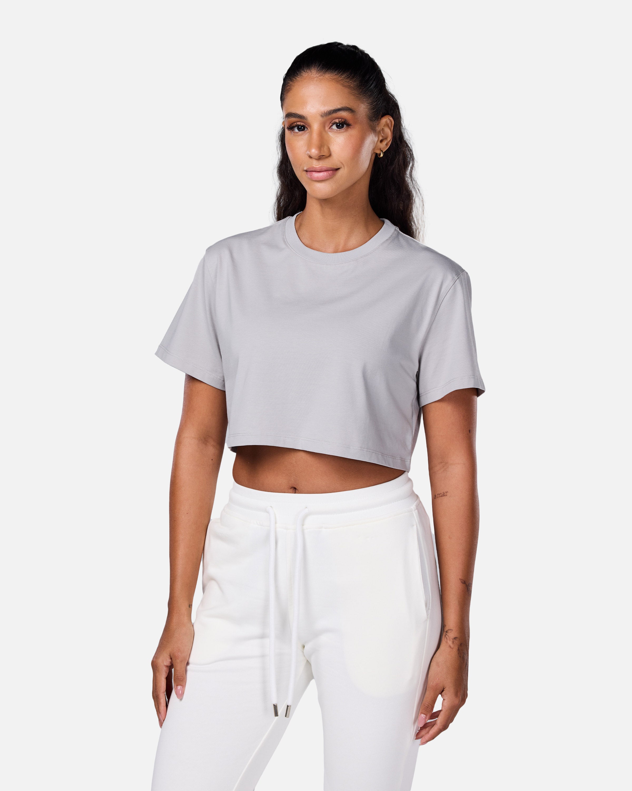 Self Love Cropped Tee Light Grey