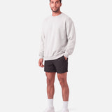 Heritage Crewneck Pullover Grey Marl - three-quarter view - Blanklines