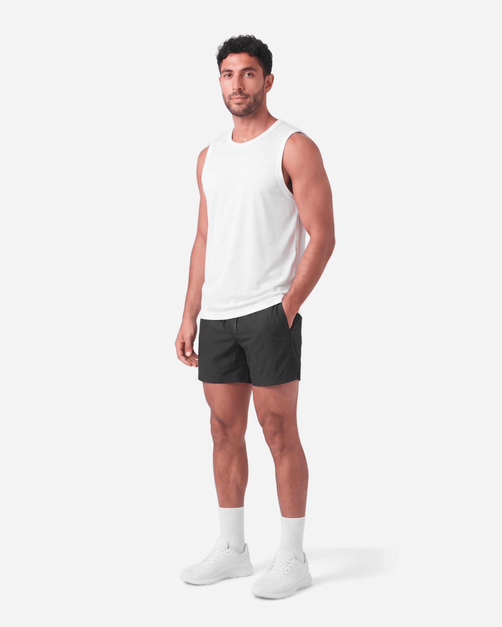 Core Mesh Tank White - three-quarter view - Blanklines