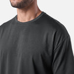 Boxy Tee Black - neckline and shoulder detail - Blanklines