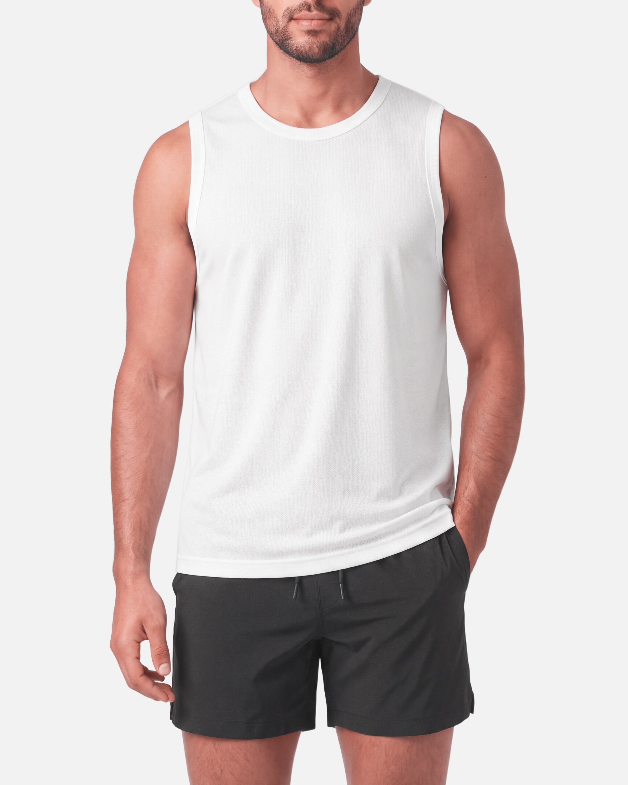 Core Mesh Tank White - front view - Blanklines