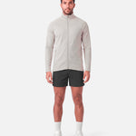 Mens Endurance Full Zip Jacket White Sand - full length front view - Blanklines