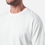 Boxy Tee White - neckline and shoulder detail - Blanklines