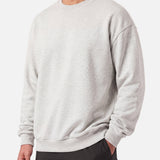 Heritage Crewneck Pullover Grey Marl - neckline, cuff and hem detail - Blanklines