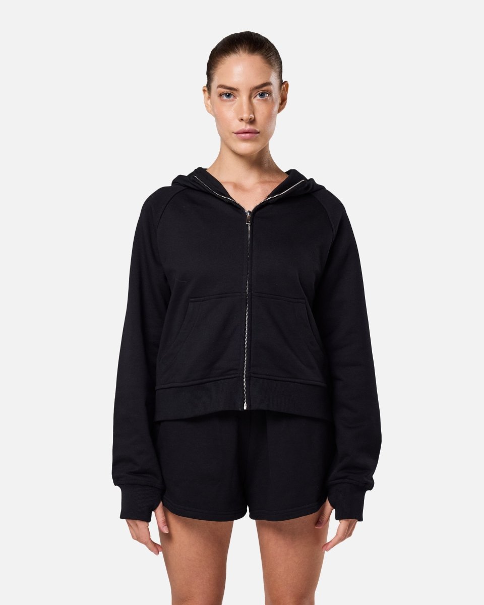 Epic Cropped Zip Hoodie Black - Blanklines