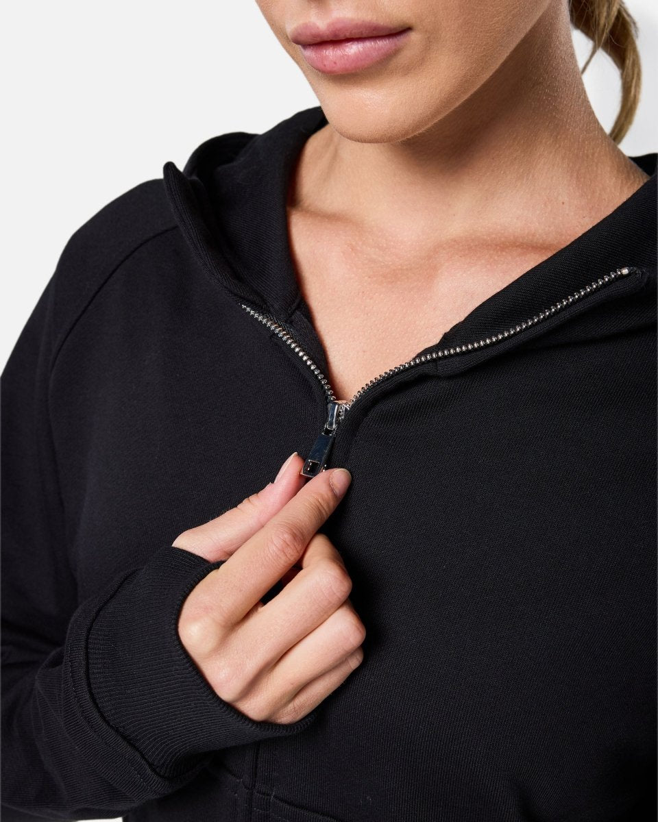 Epic Cropped Zip Hoodie Black - Blanklines