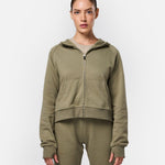 Epic Cropped Zip Hoodie Khaki - Blanklines