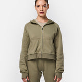 Epic Cropped Zip Hoodie Khaki - Blanklines