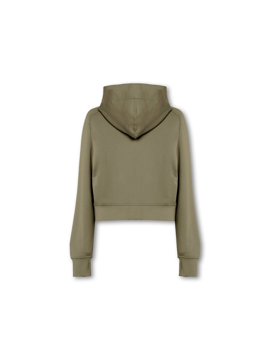 Epic Cropped Zip Hoodie Khaki - Blanklines