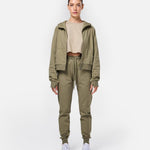 Epic Cropped Zip Hoodie Khaki - Blanklines