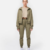 Epic Cropped Zip Hoodie Khaki - Blanklines
