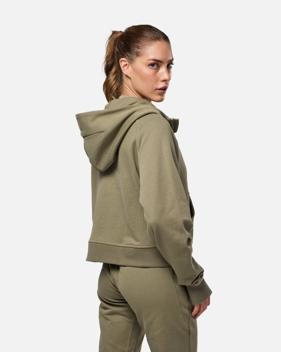Epic Cropped Zip Hoodie Khaki - Blanklines