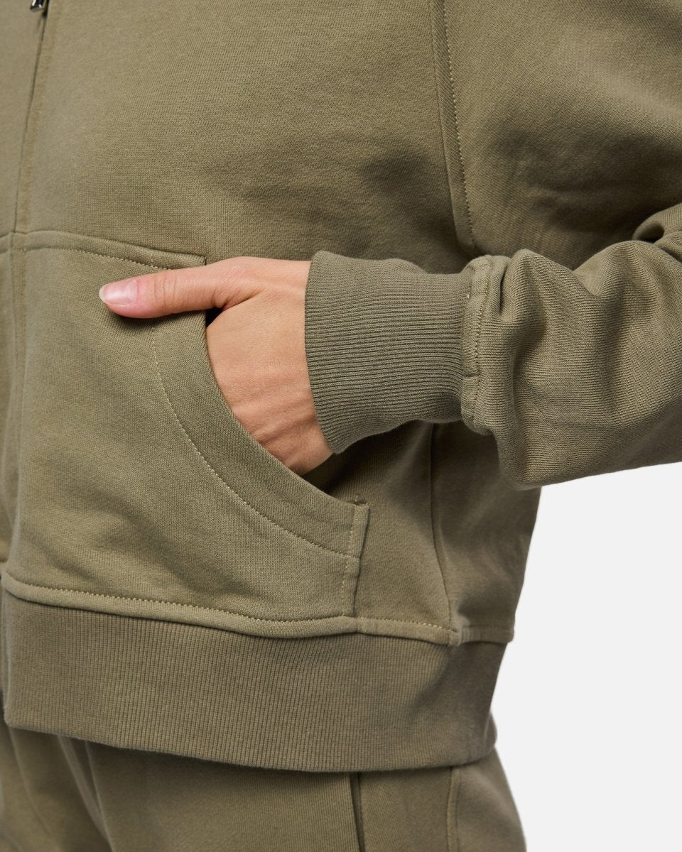 Epic Cropped Zip Hoodie Khaki - Blanklines
