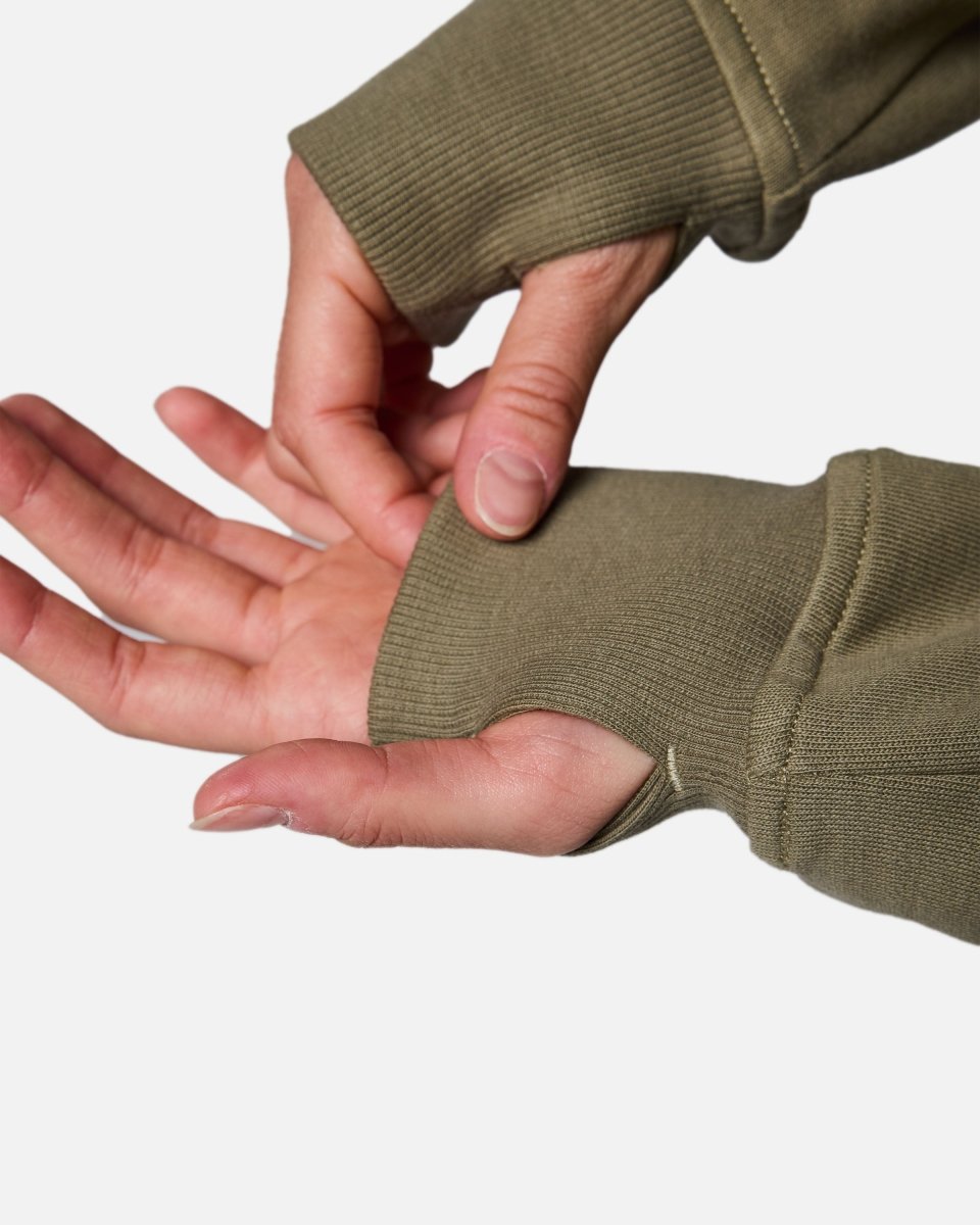 Epic Cropped Zip Hoodie Khaki - Blanklines