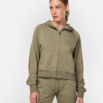 Epic Cropped Zip Hoodie Khaki - Blanklines