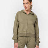 Epic Cropped Zip Hoodie Khaki - Blanklines