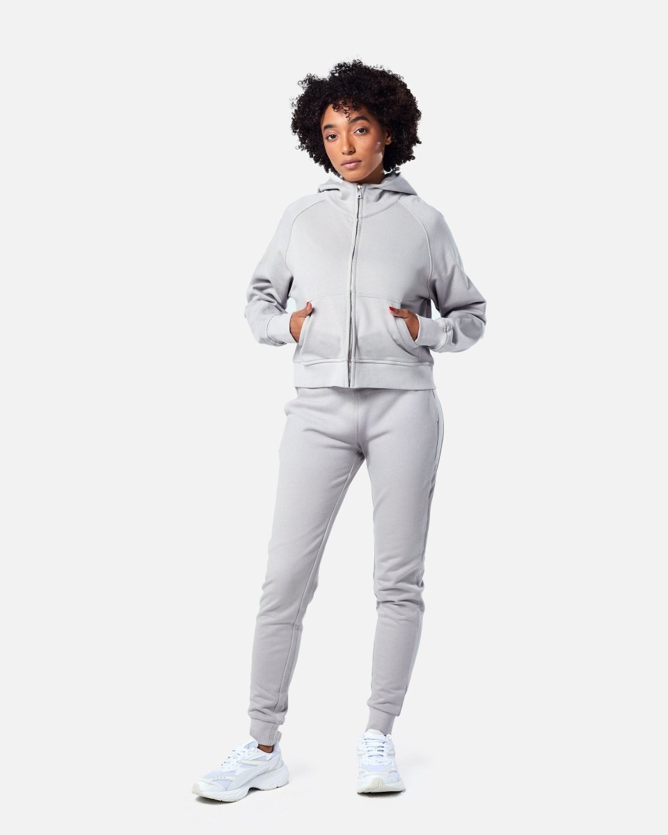 Epic Cropped Zip Hoodie Light Grey - Blanklines