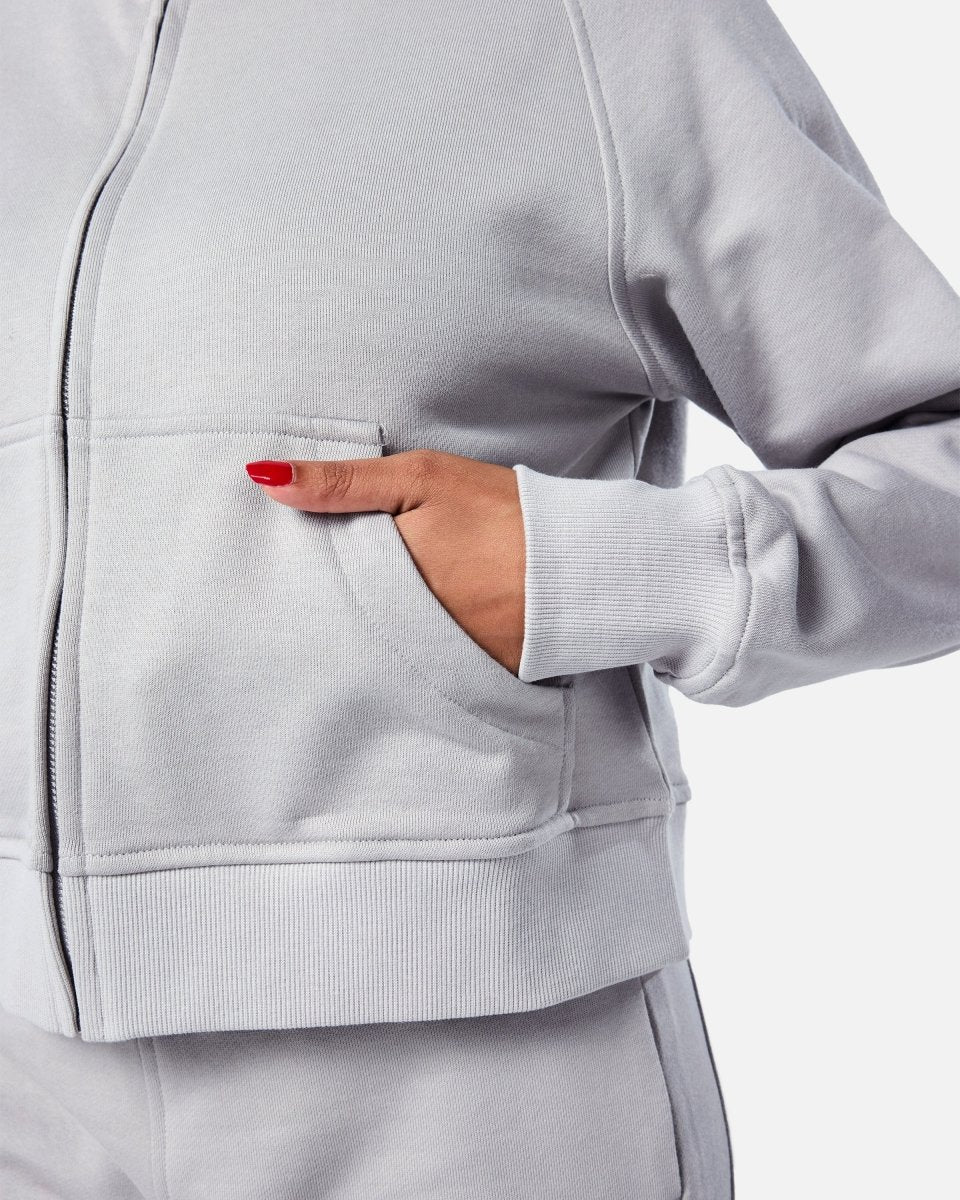 Epic Cropped Zip Hoodie Light Grey - Blanklines