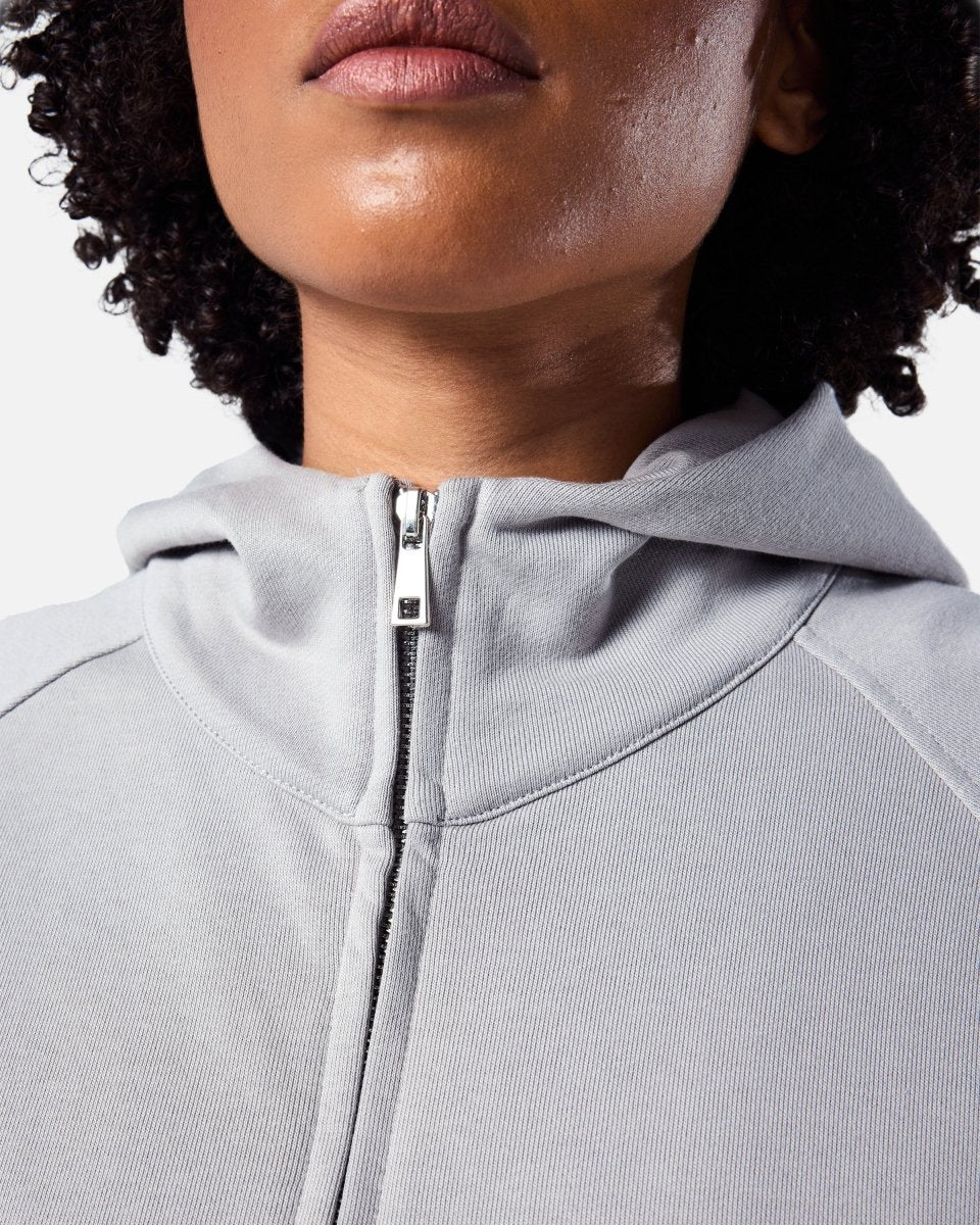 Epic Cropped Zip Hoodie Light Grey - Blanklines