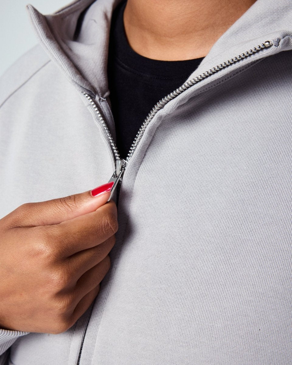 Epic Cropped Zip Hoodie Light Grey - Blanklines