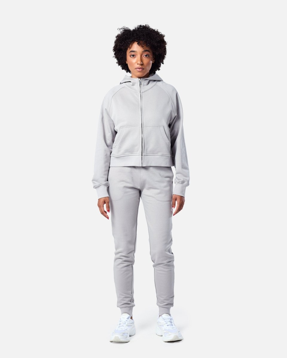 Epic Cropped Zip Hoodie Light Grey - Blanklines