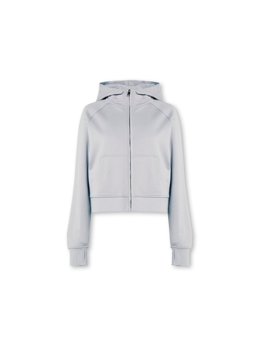 Epic Cropped Zip Hoodie Light Grey - Blanklines