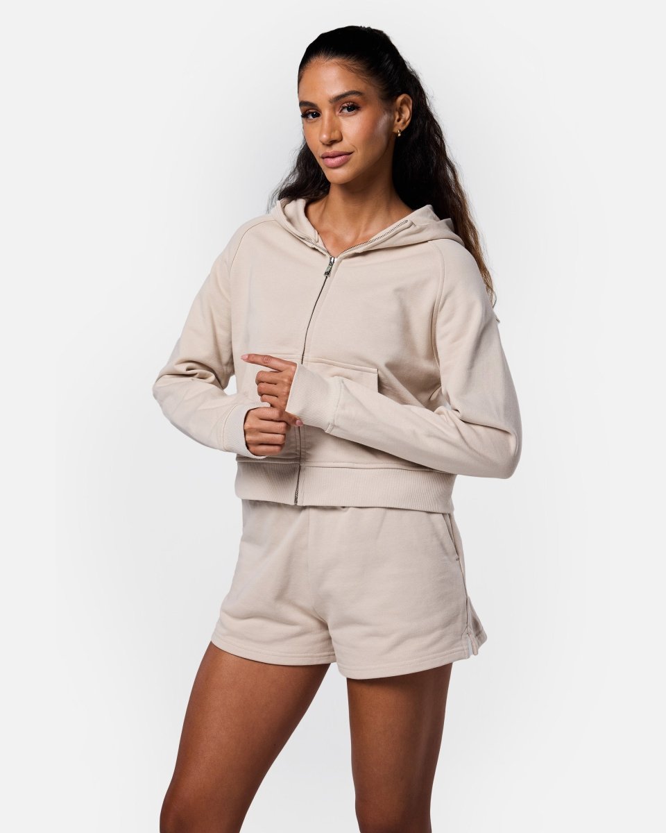 Epic Cropped Zip Hoodie Oatmeal - Blanklines