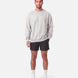 Heritage Crewneck Pullover Grey Marl - full length front view - Blanklines