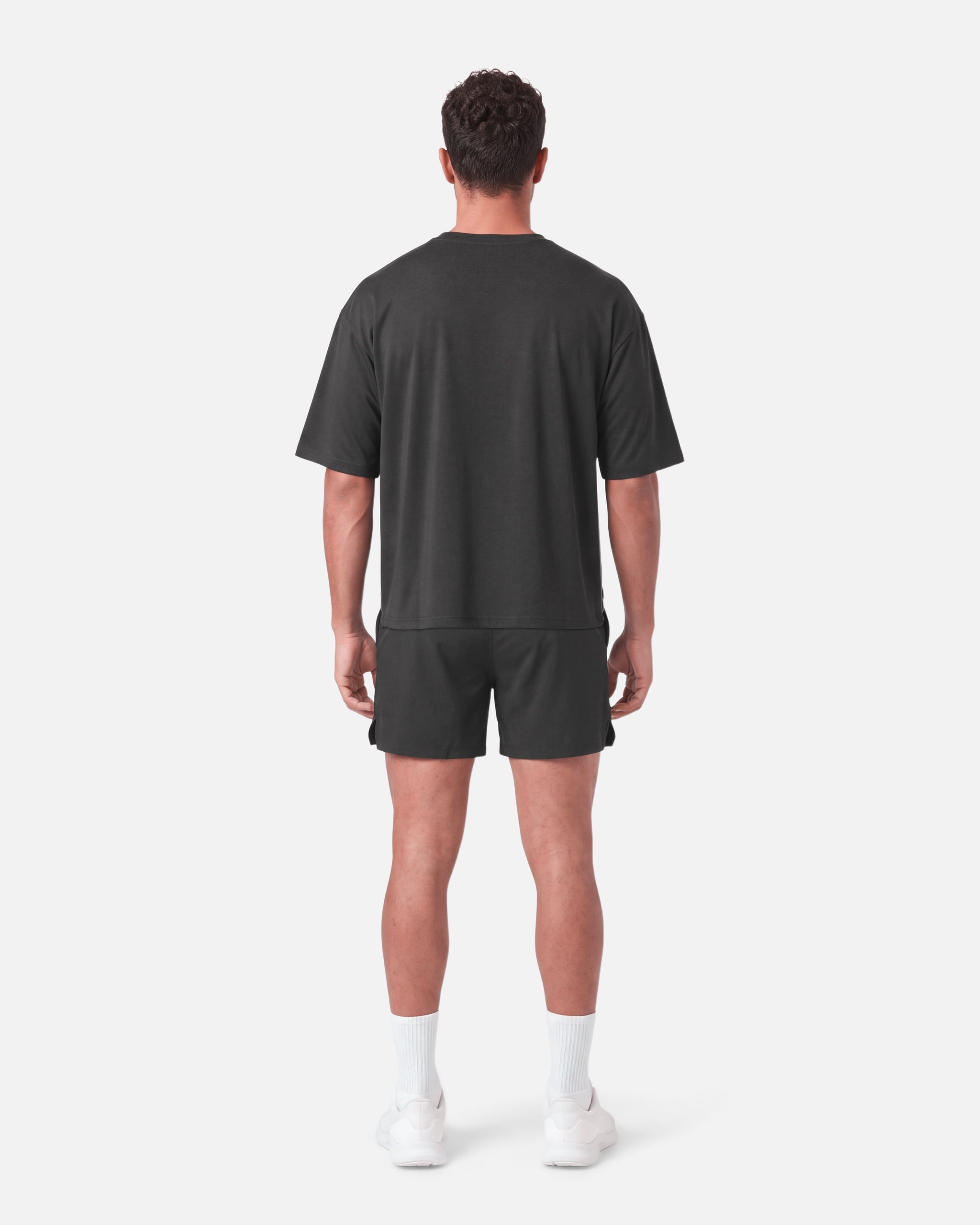 Boxy Tee Black - back view - Blanklines