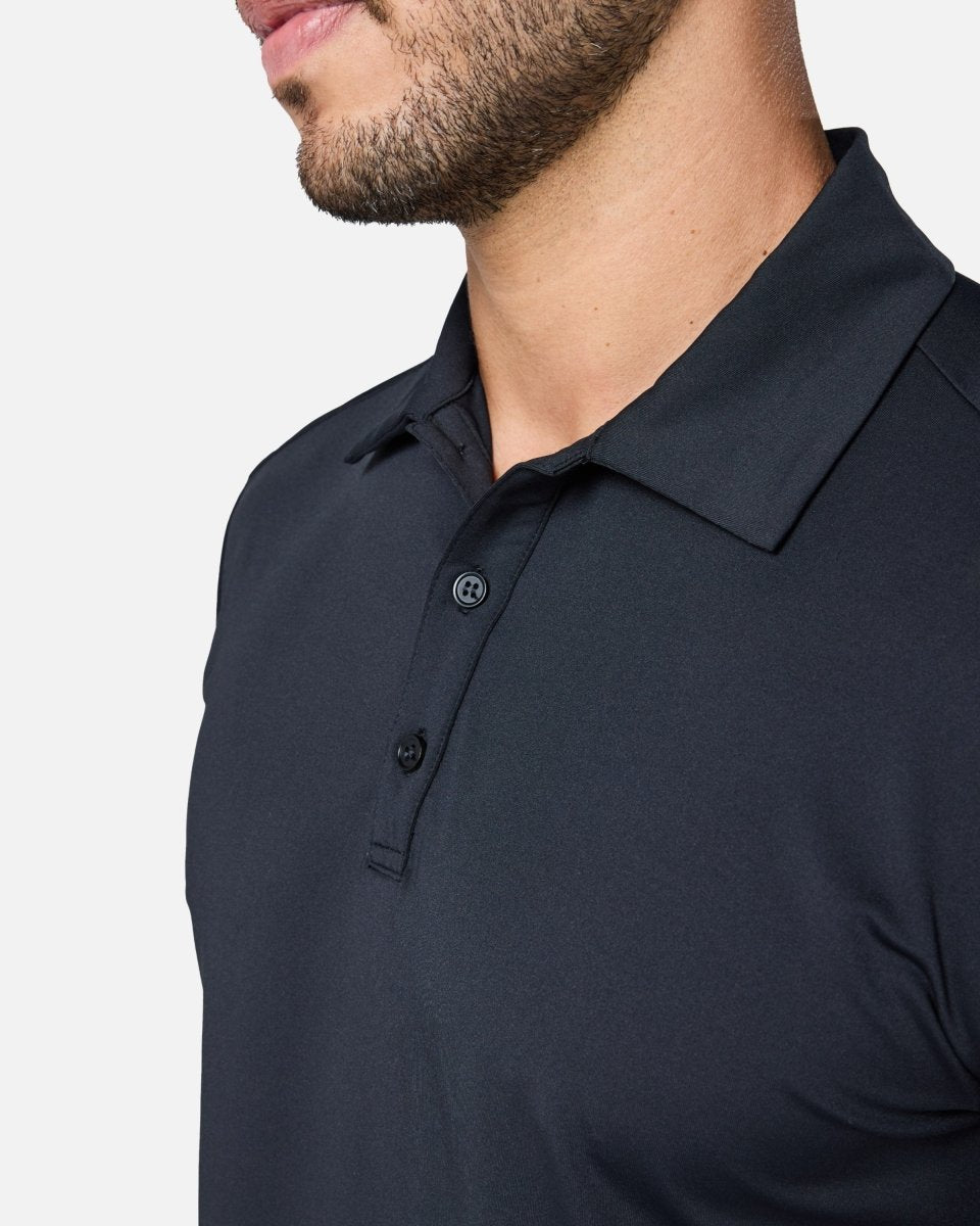 Mens Elemental Button Up Performance Polo Black - Blanklines