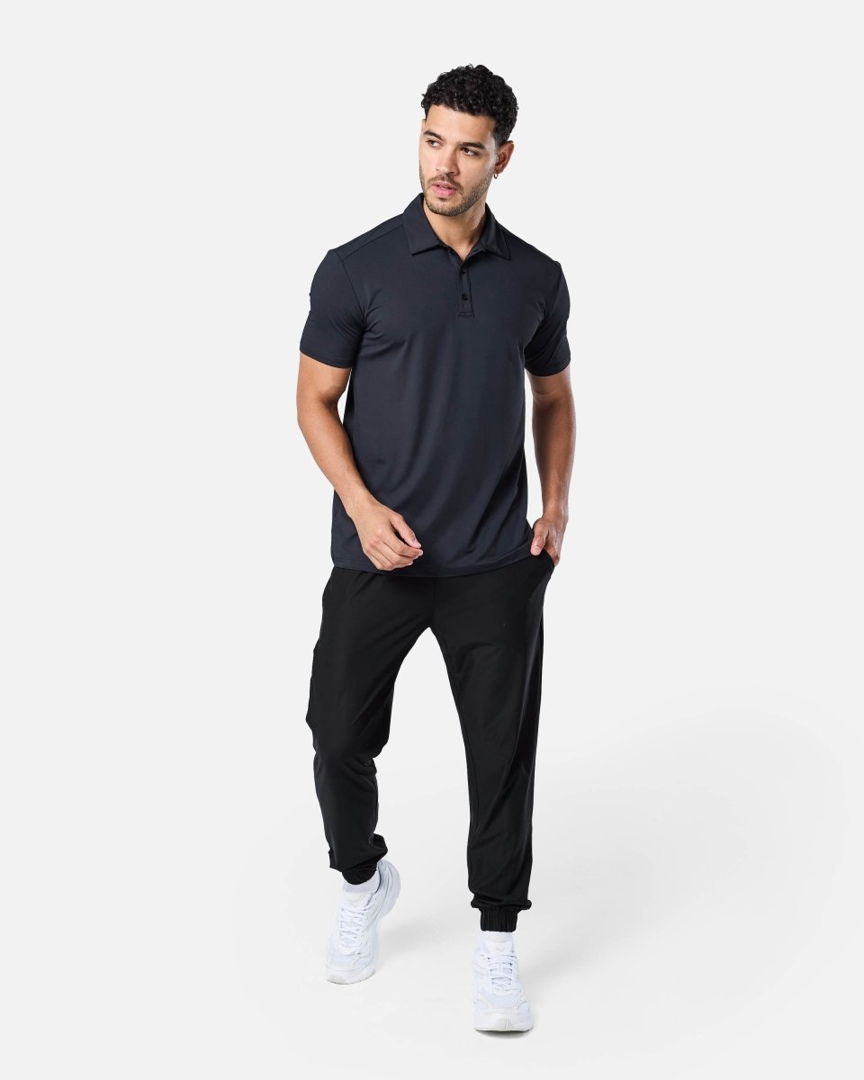 Mens Elemental Button Up Performance Polo Black - Blanklines